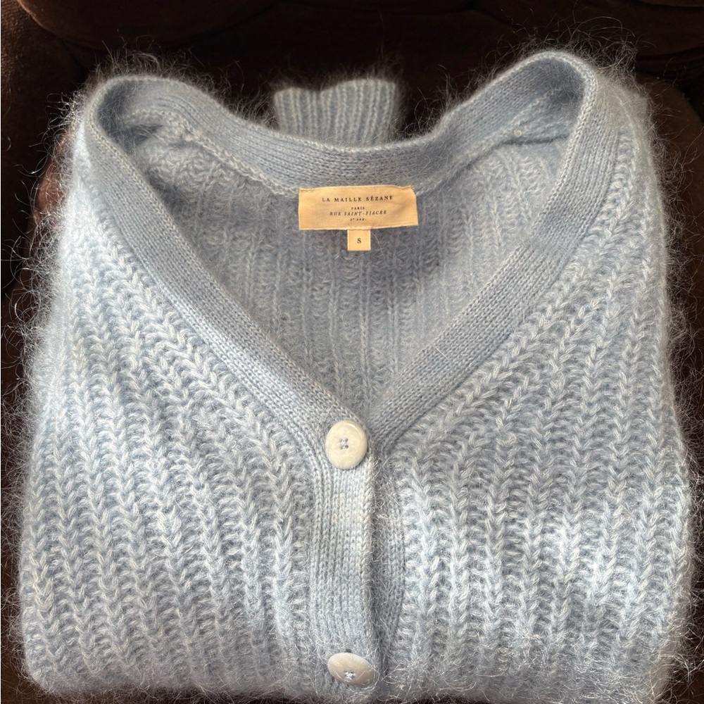 Sézane light blue Achille cardigan sweater size small
